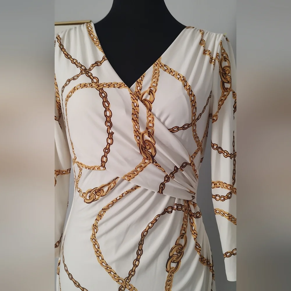 Ralph Lauren dress  Gold Chain  Size 6 Midi Cocktail Read Full Drescription - Picture 4 of 14